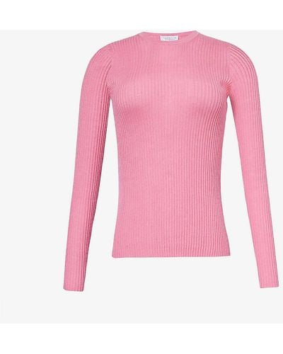 Gabriela Hearst Browning Slim-fit Cashmere And Silk-blend Knitted Top - Pink