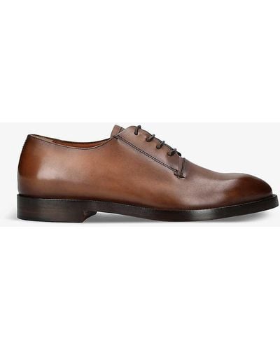 Zegna Torino Tonal-stitching Leather Derby Shoes - Brown
