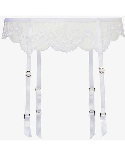 Bluebella Marisa Floral-embroidered Lace Suspenders - White