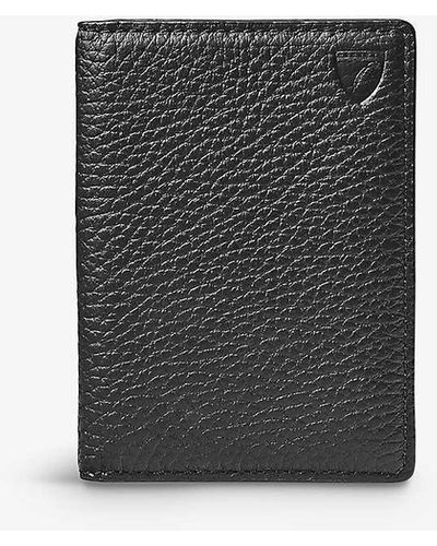 Aspinal of London Double Fold Leather Card Holder - Black