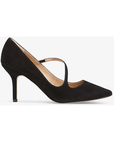 LK Bennett Simone Asymmetric Heeled Leather Court Shoes - Black