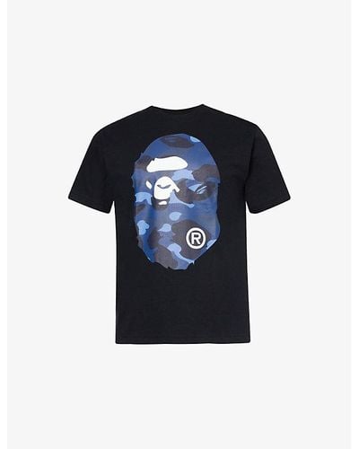 A Bathing Ape Black X Vy Ape Head Cotton-jersey T-shirt X - Blue