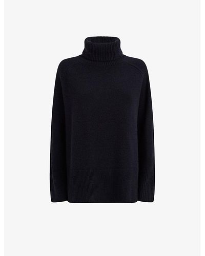 Reiss Edina Roll-neck Wool And Cashmere Sweater - Black