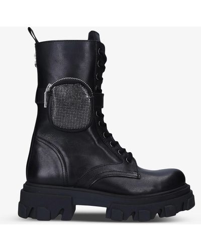 Carvela Kurt Geiger Shy Pocket-detail Lace-up Leather Boots - Black