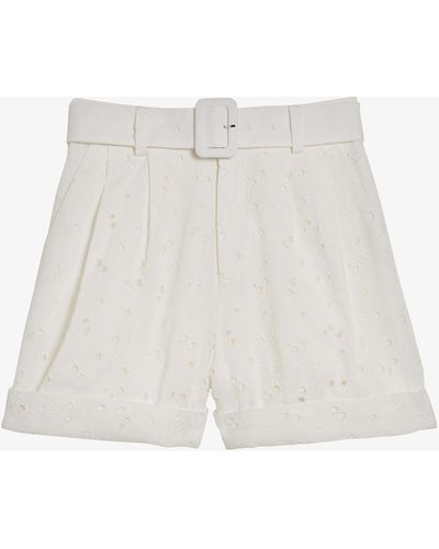 Ted Baker Suzet Embroidered Cotton-blend Shorts - White