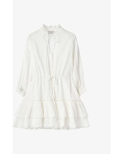 By Malina Denisa Filled Cotton Mini Dres - White