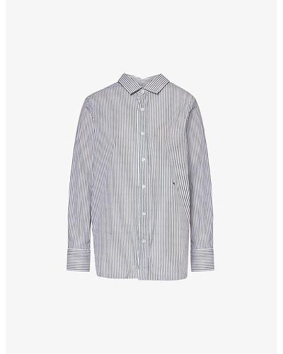 HOMMEGIRLS Striped Logo-embroidered Cotton-poplin Shirt X - Gray