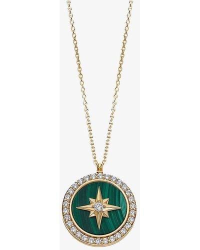 Astley Clarke Polaris Large 18ct Yellow Gold-plated Vermeil Sterling-silver And Malachite Locket Necklace - White