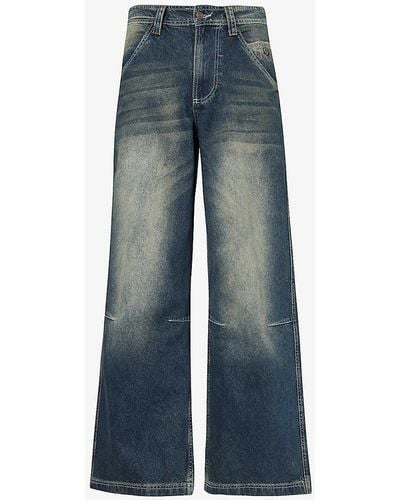 Jaded London Colossus Brand-appliquéd Relaxed-fit Jeans - Blue