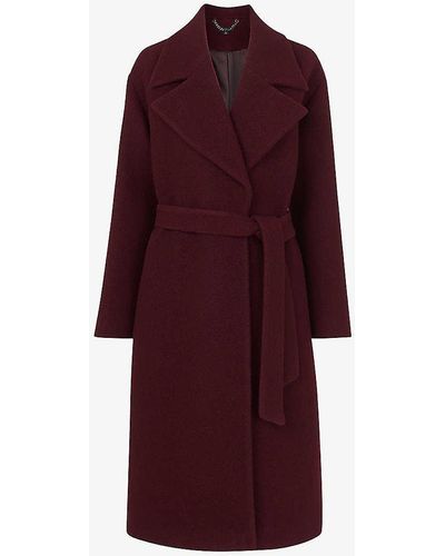 Whistles Lorna Tie-waist Relaxed-fit Wool Coat - Red