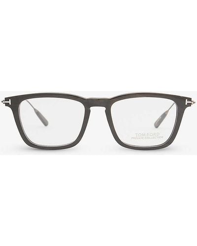 Tom Ford Ft5851 Rectangular-frame Acetate Optical Glasses - Metallic