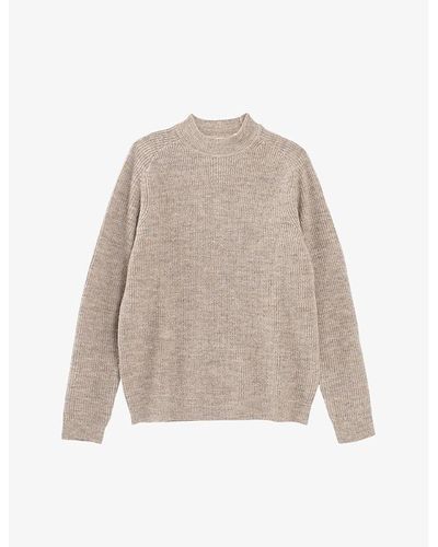 IKKS Funnel-neck Ribbed Knitted Sweater Xx - Natural