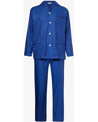 Derek Rose Paris Cotton Pyjamas - Blue