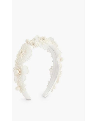 Jennifer Behr Susanna Floral-appliqué Cotton-silk Blend Headband - White