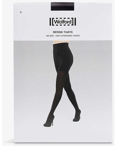 Wolford Merino Geometric-pattern Wool-blend Tights - White