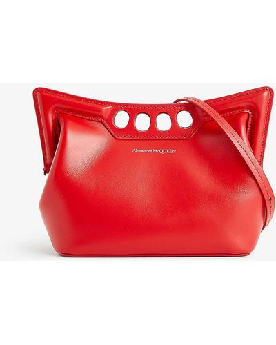 Alexander McQueen The Peak Mini Leather Shoulder Bag - Red