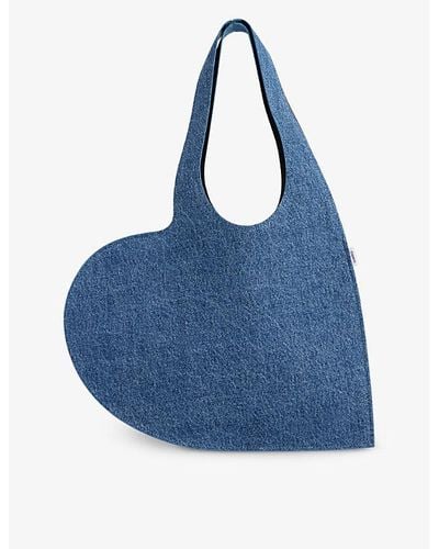 Coperni Heart-shaped Cotton-denim Tote Bag - Blue