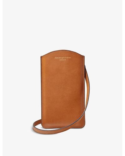 Aspinal of London London Grained-leather Phone Case - Brown