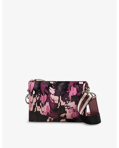 Ted Baker Beutily Camouflage-print Leather Crossbody Bag - Purple
