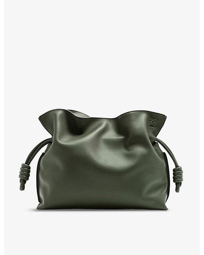 Loewe Flamenco Leather Clutch Bag - Green
