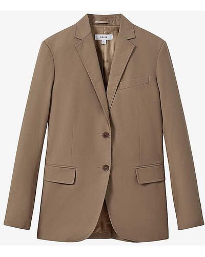 Reiss Hope Notch-lapel Single-breasted Cotton Blazer - Natural