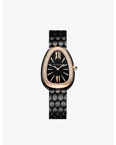 BVLGARI 103706 Serpenti Seduttori 18ct Rose-gold, Stainless-steel And Diamond Quartz Watch - White