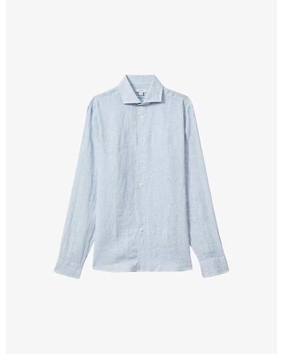 Reiss Ruban Marled-texture Linen Shirt X - Blue