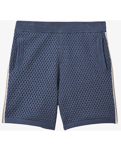 Reiss Creek Crochet-tip Regular-fit Stretch-cotton Shorts X - Blue