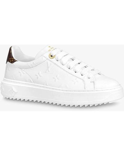 Louis Vuitton Time Out Brand-embossed Leather Mid-top Trainers - White