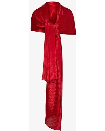 Pleats Please Issey Miyake Basic Pleated Knitted Scarf - Red