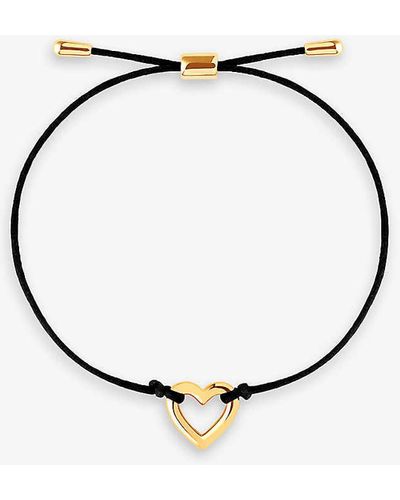 Astrid & Miyu Heart 18ct Yellow Gold-plated Sterling-silver And Cord Bracelet - Metallic