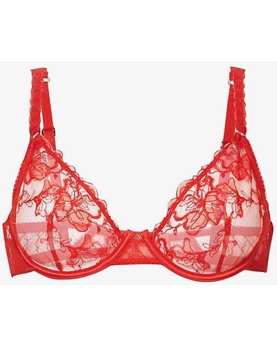 Lounge Underwear Danielle Lace Plunge Bra - Red