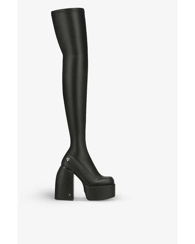 Naked Wolfe Juicy Faux-leather Thigh-high Heeled Boots - Black