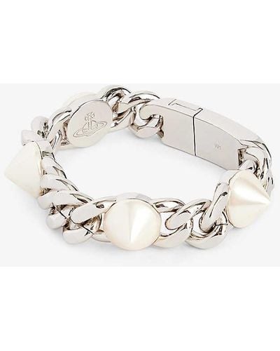 Vivienne Westwood Elettra Stud-embellished Brass Bracelet - White