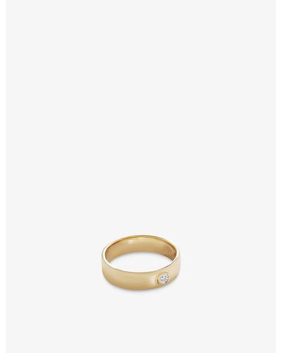 Monica Vinader Recycled 18ct Yellow-gold Vermeil Plated Sterling-silver And 0.015ct Diamond Band Ring - Metallic