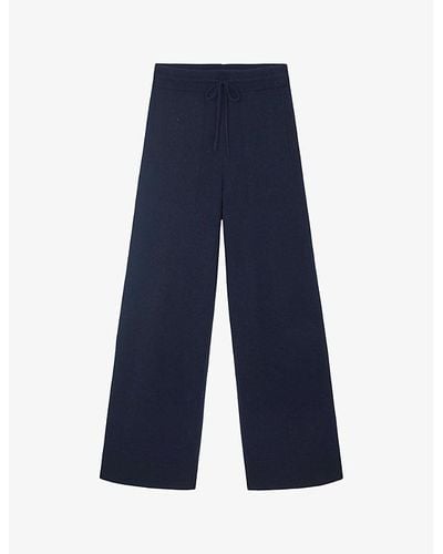 The White Company Wide-leg Drawstring-waist Wool-blend Trousers X - Blue