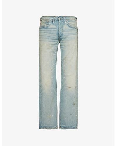 RRL Distressed Straight-leg Jeans - Blue