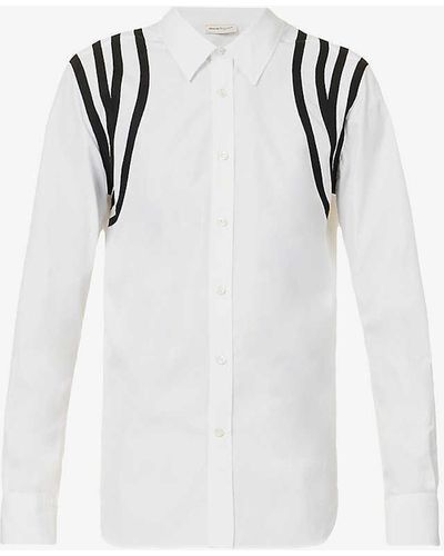 Alexander McQueen Harness Graphic-print Slim-fit Cotton Shirt - White