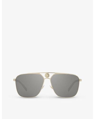 Versace Ve2238 Aviator-frame Glass And Metal Sunglasses - Metallic