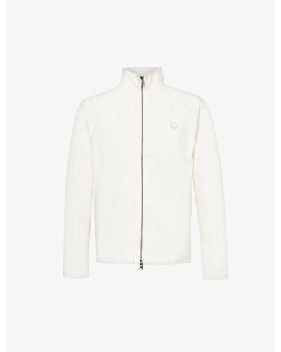 Fred Perry Brand-embroidered Funnel-neck Cotton Jacket - White