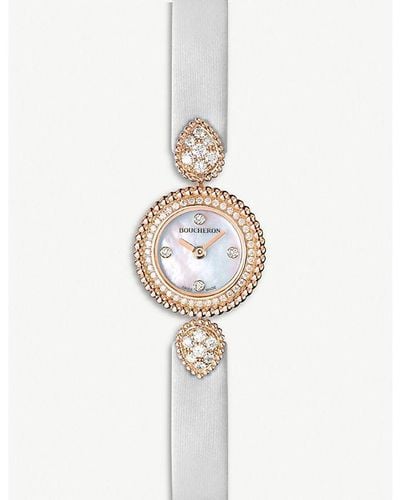 Boucheron Wa015507 Serpent Bohème 18ct Rose-gold, Diamond And Mother-of-pearl Watch - White