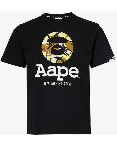 Aape Moonface Camo-print Regular-fit Cotton-jersey T-shirt X - Black