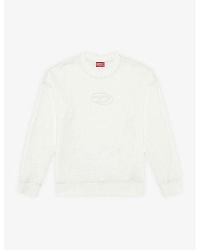 DIESEL S Roby N1 Felpa Logo-embossed Cotton-blend Sweater X - White