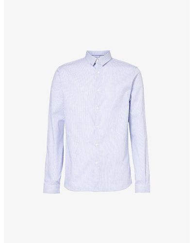 IKKS Striped Slim-fit Cotton Shirt Xx - Blue