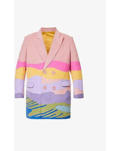 Kidsuper Landscape-pattern Relaxed-fit Cotton-corduroy Jacket - Pink