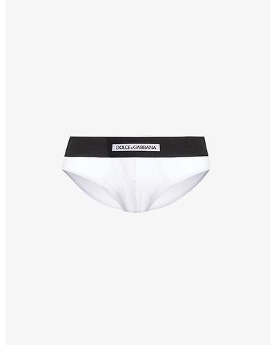 Dolce & Gabbana Branded-waistband Stretch-cotton Briefs - White