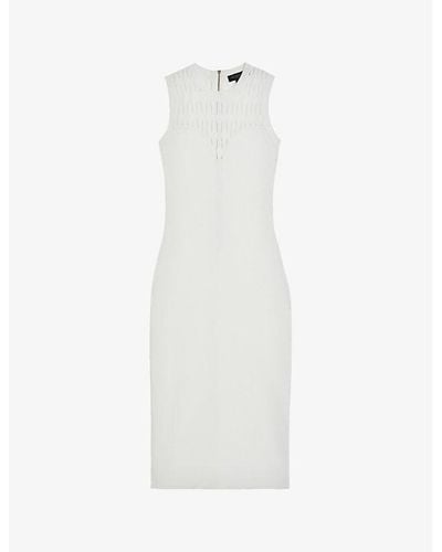 Ted Baker Polyan Stitch-neckline Ribbed-knit Midi Dress - White