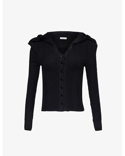 Y. Project Necklace-collar Slim-fit Organic-cotton And Wool-blend Cardigan - Black