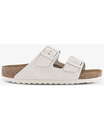 Birkenstock Arizona Two-strap Suede Sandals - White