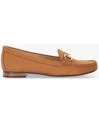 Dune Glenniee Snaffle-trim Flat Suede Loafers - Brown